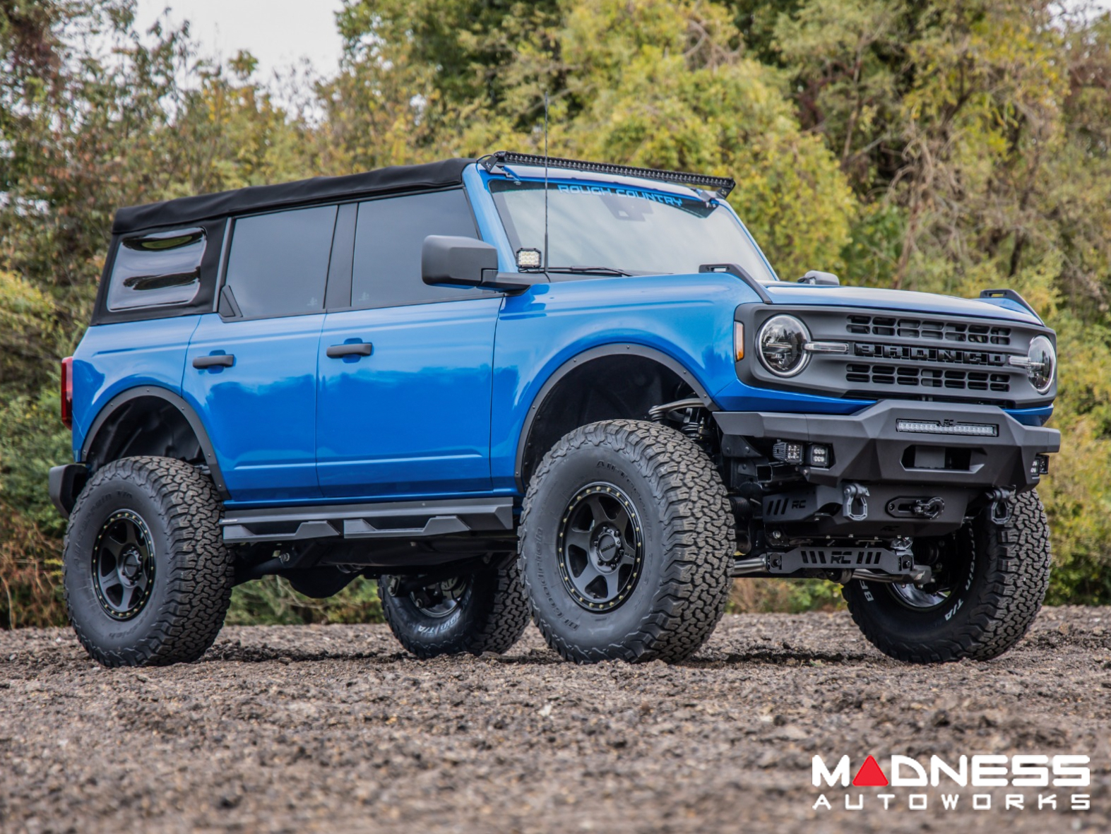 Ford Bronco Front Bumper - High Clearance - 20" Black Series Light Bar w/Black Series Flood & SAE Fog Cubes 